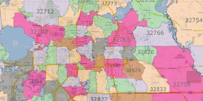 Orlando fl zip code map